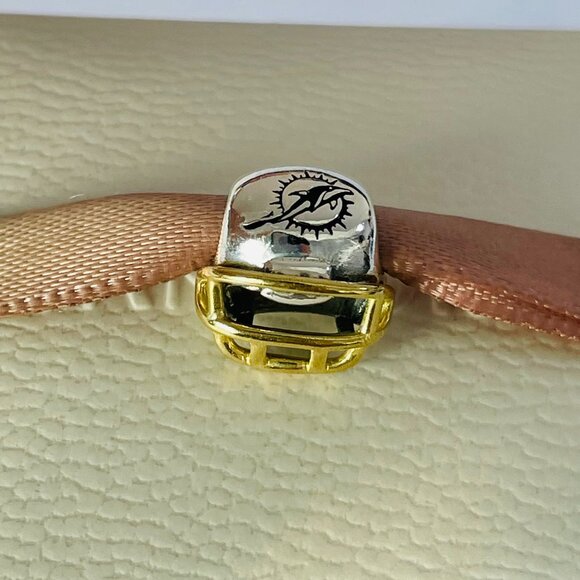 Pandora Miami dolphin Charm Football Helmet Bead Charm Pendant - Picture 1 of 5
